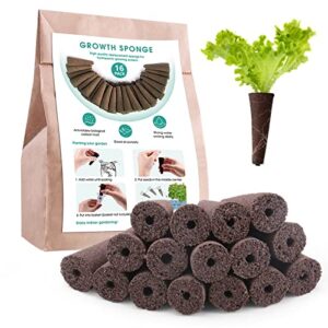 16 pack grow sponges, seed pod kit root growth sponges replacement seed pods compatible with aerogarden hydroponics sponges seed starter sponges refill pods for hydroponic growing system indoor garden