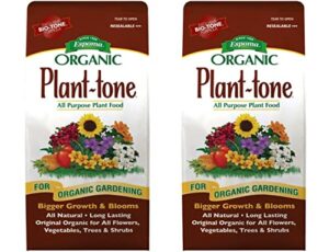 espoma organic plant-tone 5-3-3 natural & organic all purpose plant food; 4 lb. bag; the original organic fertilizer for all flowers, vegetables, trees, and shrubs. pack of 2