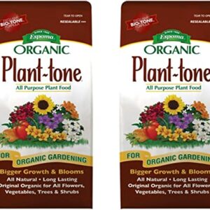 Espoma Organic Plant-Tone 5-3-3 Natural & Organic All Purpose Plant Food; 4 lb. Bag; The Original Organic Fertilizer for All Flowers, Vegetables, Trees, and Shrubs. Pack of 2