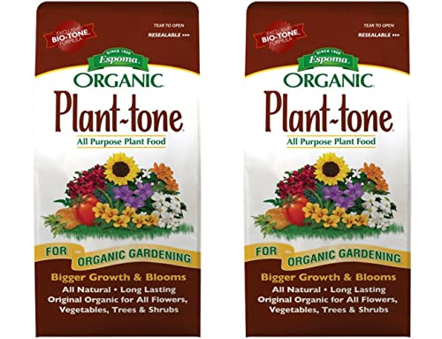 Espoma Organic Plant-Tone 5-3-3 Natural & Organic All Purpose Plant Food; 4 lb. Bag; The Original Organic Fertilizer for All Flowers, Vegetables, Trees, and Shrubs. Pack of 2