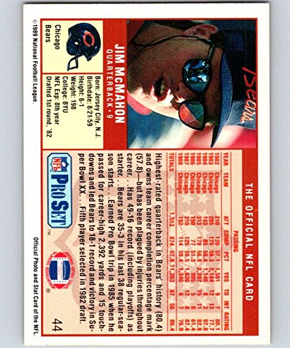 1989 Pro Set Football Series 1#44 Jim McMahon Chicago Bears Official National Football League (NFL) Trading Card