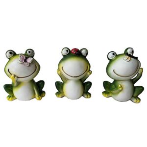 uxmoo garden frog s/3 ornaments polyresin garden decor statues for yard and patio lawn cute frog indoor outdoor decoration frog figurines animal statue sculpture-91