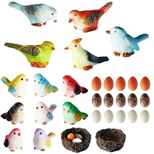 jetec 30 pieces fairy garden accessories bird decorative figurines miniature bird figurines for fairy garden, dollhouse miniature, cake topper, micro landscape, yard bonsai decal, home decoration