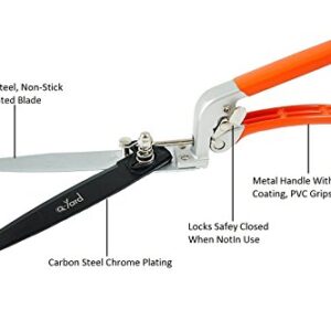 Q-yard QY-741F Flower Bed and Grass Shear - Extra Sharp Garden Hand Pruners, Easier Cutting, Comfortable Ergonomic, Less Effort - Gardening Scissors for Men & Women , Orange