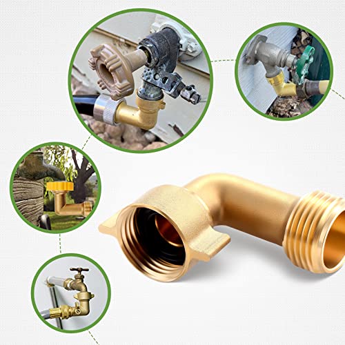 Litorange Garden Hose Elbow Connector 90 Degree Brass Hose Elbow Fitting Quick Swivel Connect Adapter Thread Size 3/4" + 2 Pressure Washers