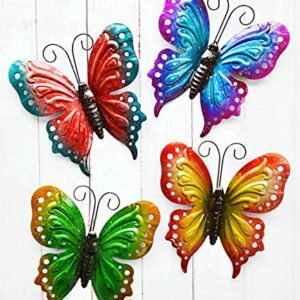 ShabbyDecor Metal Butterfly Wall Decoration Butterfly Outdoor Garden Decor Set of 4