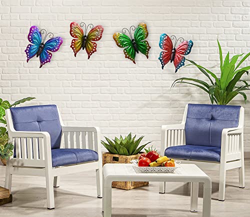 ShabbyDecor Metal Butterfly Wall Decoration Butterfly Outdoor Garden Decor Set of 4