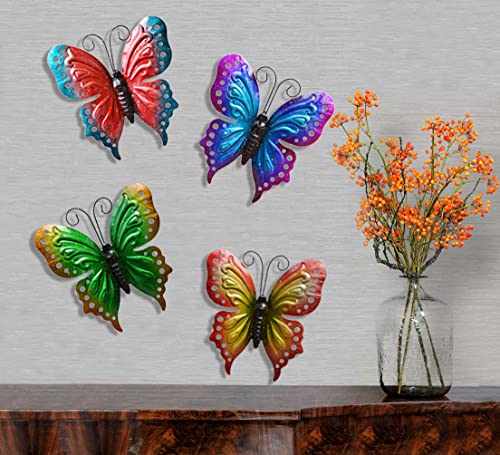 ShabbyDecor Metal Butterfly Wall Decoration Butterfly Outdoor Garden Decor Set of 4