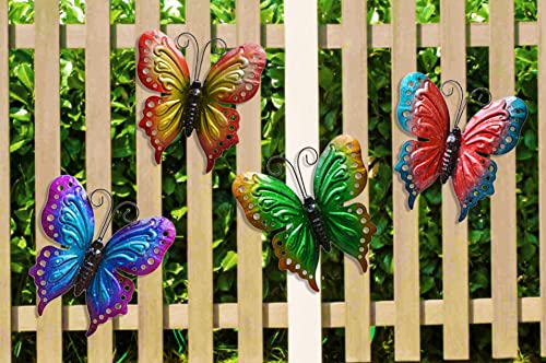 ShabbyDecor Metal Butterfly Wall Decoration Butterfly Outdoor Garden Decor Set of 4