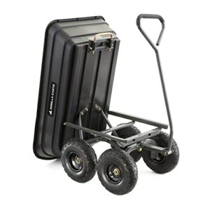 Gorilla Carts GOR4PS Poly Garden Dump Cart with Steel Frame and 10-in. Pneumatic Tires, 600-Pound Capacity, Black