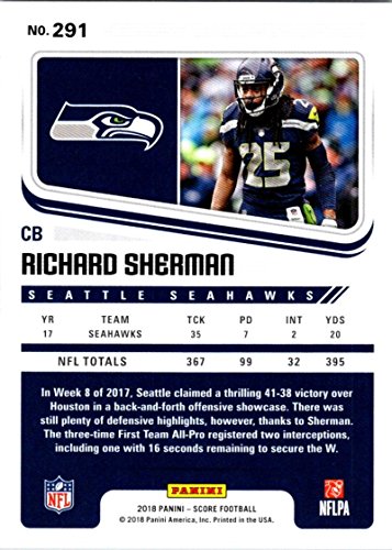 2018 Score #291 Richard Sherman Seattle Seahawks Football Card