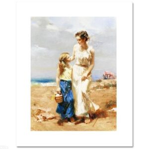 by the sea – artist embellished canvas