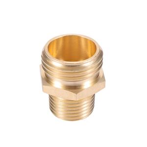 Brass Pipe to Garden Hose Fitting Connect ,3/4"GHT Male x 1/2" NPT Male Connector ,GHT to NPT Adapter Brass Fitting,Garden Hose Adapter(2 Pack) (1/2NPT(male to male))