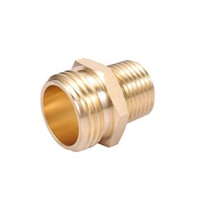 Brass Pipe to Garden Hose Fitting Connect ,3/4"GHT Male x 1/2" NPT Male Connector ,GHT to NPT Adapter Brass Fitting,Garden Hose Adapter(2 Pack) (1/2NPT(male to male))