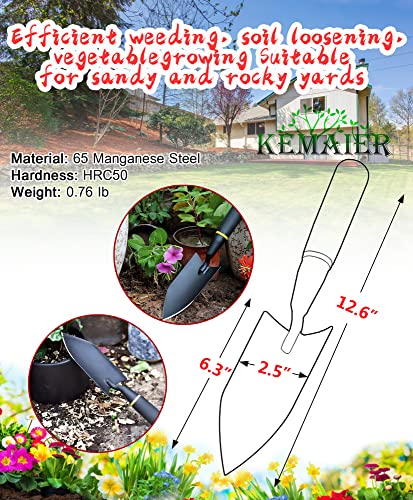 Garden Shovel - Heavy Duty Gardening Hand Trowel, Carbon Steel Garden Trowel with Rubberized Handle, Trowel Garden Tool for Diligent Farmer Soil Planting Digging Transplanting