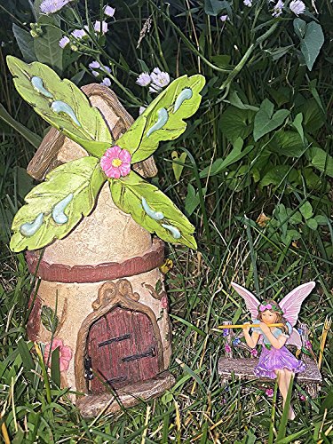 Patio Eden Miniature Fairy Garden House Kit - Mini Fairy Figurines - Indoor or Outdoor 3 Piece Accessory Set