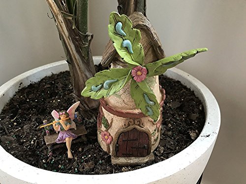 Patio Eden Miniature Fairy Garden House Kit - Mini Fairy Figurines - Indoor or Outdoor 3 Piece Accessory Set