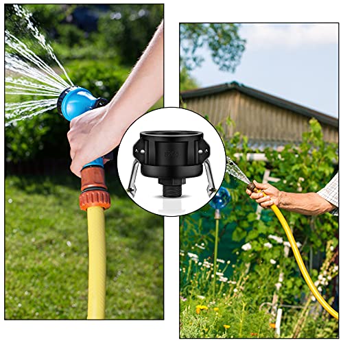 275 330 Gallon IBC Tote Fittings IBC Tote Adapter IBC Tote Tank Drain Adapter for Garden Hose Camlock Garden Water Hose 2 Inch Tote Lock, Black (1)