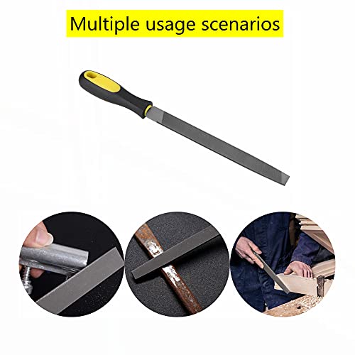 Kafuty-1 8in Flat Mill File, Smooth Blade with Ergonomic Handle, T12 carbon tool steel Edge Metal File Sharpening for Drills and All Edge, Lawn Mower Blade, Garden Shears, Chisels, etc