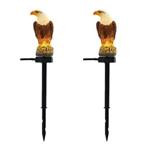 chuangfeng eagle figurine garden solar stake light solar eagle lights outdoor decorative bright light eagle statue for garden, lawn,patio,yard decoration (2pack