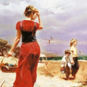 Seaside Gathering - Artist Embellished Canvas
