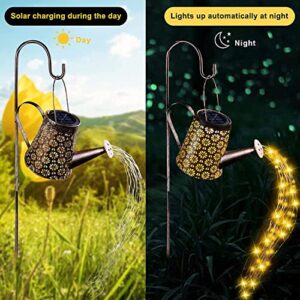 Nibobeso Outdoor Solar Watering Can with Lights Garden Decor Solar Powered Waterproof LED Decorative Retro