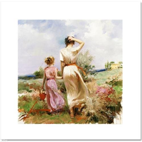 Tuscan Stroll - Artist Embellished Canvas