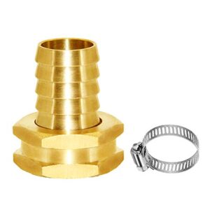 joywayus 3/4″ barb x 3/4″ female ght thread swivel hex brass garden water hose pipe connector copper fitting with stainless clamp house/boat/lawn/power wash/irrigation
