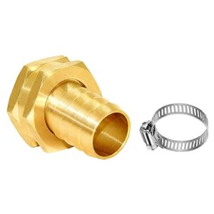 Joywayus 3/4" Barb x 3/4" Female GHT Thread Swivel Hex Brass Garden Water Hose Pipe Connector Copper Fitting with Stainless Clamp House/Boat/Lawn/Power Wash/Irrigation