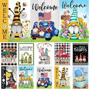set of 10 gnome seasonal garden flags,double sided 12 x 18 inch yard flags,small garden flags for outside, christmas spring seasonal flags for outdoor,holiday garden flags for all seasons