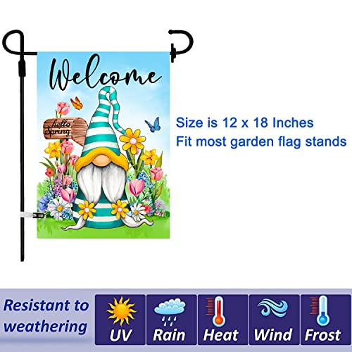 Set of 10 Gnome Seasonal Garden Flags,Double Sided 12 x 18 Inch Yard Flags,small garden flags for outside, Christmas Spring Seasonal Flags for Outdoor,Holiday Garden Flags for All Seasons