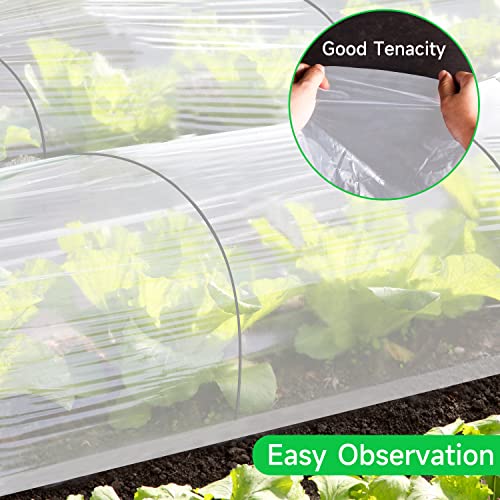 Hoop House Tunnel Grow Greenhouse 2 Pack,Portable Small Gardening Green House,Adjustable Length Planting Tunnel with Metal Hoops,Clear Thickened Stretchy Plastic Cover,Easy Observe(10.2x1.65x1.3 FT)