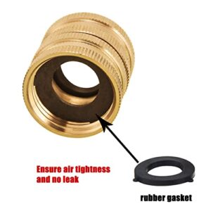 PWACCS Garden Hose Adapter, Male to Male, Female to Female, 3/4 Inch Solid Brass Hose Connectors Adapters, 4-Pack with Extra 4 Washers