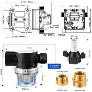 Water Booster AC Pressure Pump 110V, Self Priming Upgrade Pump 5.5 Gpm 70 Psi with Power Plug, Pipe Fittings Brass Connector Strainer Filter for Kitchen Bathroom RV Marine Yacht, Garden Hose