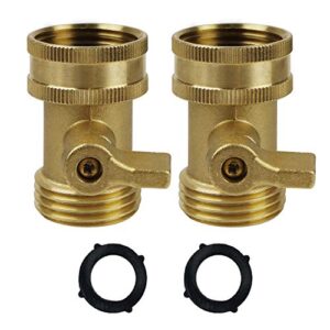 twinkle star water hose shut off valve, 2 pack heavy duty 3/4 inch solid brass garden hose connector, twis3003