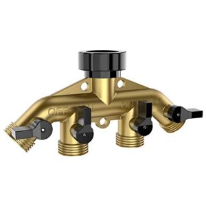 VLAY 4 Way Garden Hose Splitter,Hose Connector 3/4" with Shut-Off,Hose Spigot Adapter with 4 Valves