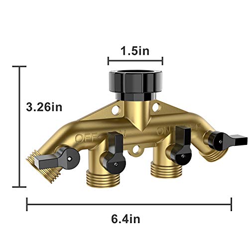 VLAY 4 Way Garden Hose Splitter,Hose Connector 3/4" with Shut-Off,Hose Spigot Adapter with 4 Valves