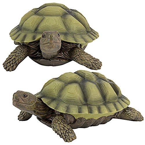 Design Toscano QM91887611 Gilbert The Box Turtle Garden Decor Animal Statue, Set of 2, full color