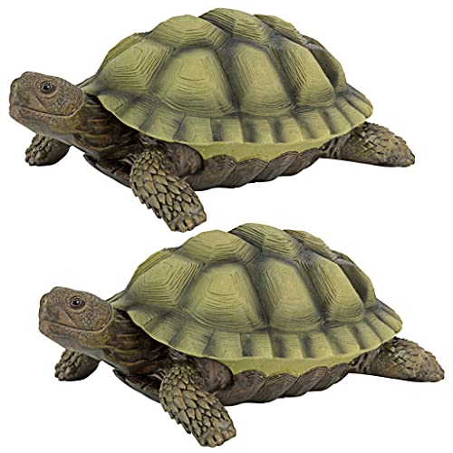 Design Toscano QM91887611 Gilbert The Box Turtle Garden Decor Animal Statue, Set of 2, full color