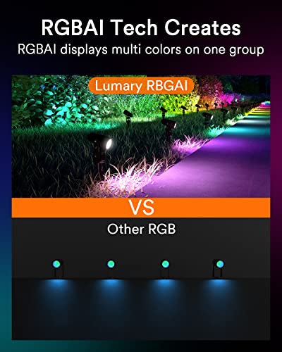 Lumary 56Ft Smart Landscape Lights Waterproof, RGBAI Color Changing Landscape Spotlight WiFi APP/Voice Control, Low Voltage Landscape Lighting Outdoor Light for Patio Garden Yard Pathway (6 Pack)