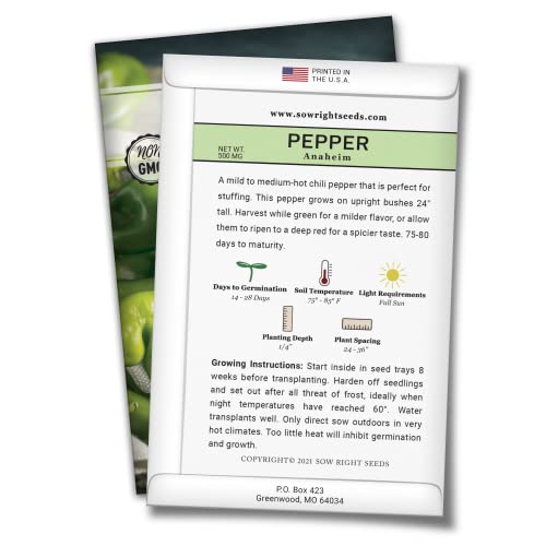 Sow Right Seeds - Anaheim Pepper Seeds for Planting - Non-GMO Heirloom Packet with Instructions to Plant and Grow an Outdoor Home Vegetable Garden - Productive Chili Peppers - Wonderful Gardening Gift