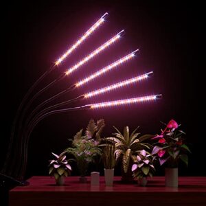 GroDrow Grow Lights for Indoor Plants, 150 LED Grow Light for Seed Starting with Red Blue Spectrum, 3/9/12H Timer, 10 Dimmable Levels & 3 Switch Modes, Adjustable Gooseneck Suitable for Various Plant