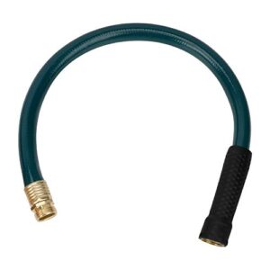worth garden lead-in short garden hose 3/4 in. x 2 ft. no kink, heavy duty water hose,male to female replacement durable pvc garden pipe with solid brass fittings,dark green,12 years warranty,h065b01