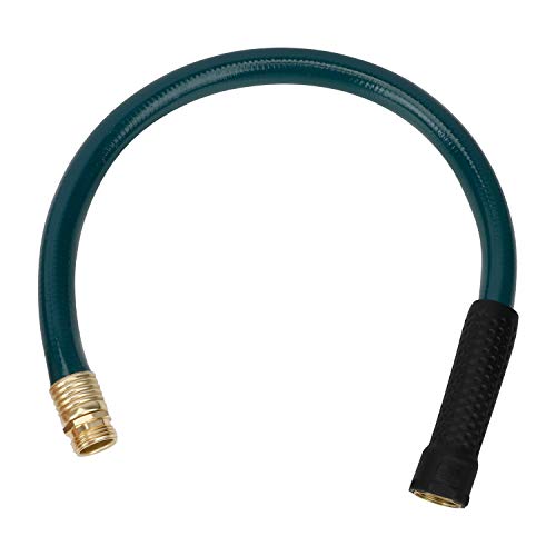 Worth Garden LEAD-IN Short Garden Hose 3/4 in. x 2 ft. NO KINK, HEAVY DUTY Water Hose,Male to Female Replacement Durable PVC Garden Pipe with Solid Brass Fittings,Dark Green,12 Years Warranty,H065B01