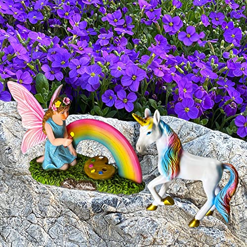 Mood Lab Fairy Garden - Unicorn Rainbow Set of 2 pcs - Miniature Figurines & Accessories Kit