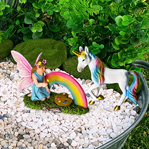 Mood Lab Fairy Garden - Unicorn Rainbow Set of 2 pcs - Miniature Figurines & Accessories Kit