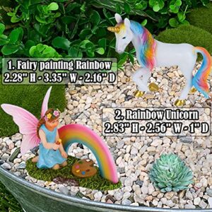 Mood Lab Fairy Garden - Unicorn Rainbow Set of 2 pcs - Miniature Figurines & Accessories Kit