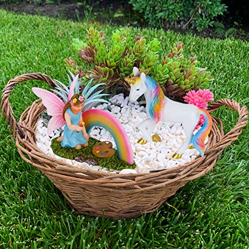 Mood Lab Fairy Garden - Unicorn Rainbow Set of 2 pcs - Miniature Figurines & Accessories Kit