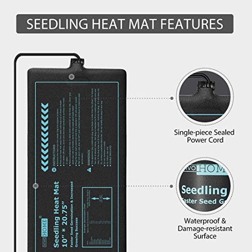 VIVOHOME 20W Waterproof Seedling Heat Mat for Seed Starting Propagation and Increase Germination Success 10 Inch x 20.75 Inch MET Safety Standard Certified