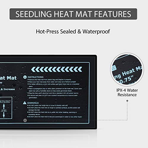 VIVOHOME 20W Waterproof Seedling Heat Mat for Seed Starting Propagation and Increase Germination Success 10 Inch x 20.75 Inch MET Safety Standard Certified